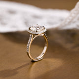 Halo & Pave Cushion Moissanite Engagement Ring