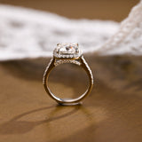 Halo & Pave Cushion Moissanite Engagement Ring