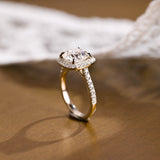 Halo & Pave Cushion Moissanite Engagement Ring