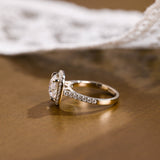 Halo & Pave Cushion Moissanite Engagement Ring