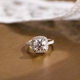 Halo & Pave Cushion Moissanite Engagement Ring