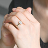 Solid Gold Hidden Halo Elongated Cushion Cut Moissanite Engagement Ring