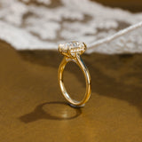 Solid Gold Hidden Halo Elongated Cushion Cut Moissanite Engagement Ring