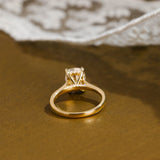 Solid Gold Hidden Halo Elongated Cushion Cut Moissanite Engagement Ring