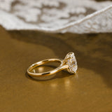 Solid Gold Hidden Halo Elongated Cushion Cut Moissanite Engagement Ring