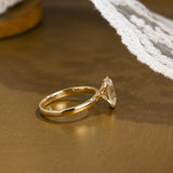 Solid Gold 2.5mm Width Half Bezel Emerald Cut Moissanite Engagement Ring