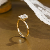 Solid Gold 2.5mm Width Half Bezel Emerald Cut Moissanite Engagement Ring
