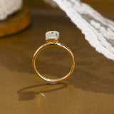 Solid Gold 2.5mm Width Half Bezel Emerald Cut Moissanite Engagement Ring