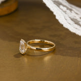 Solid Gold 2.5mm Width Half Bezel Emerald Cut Moissanite Engagement Ring