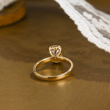 Solid Gold 2.5mm Width Half Bezel Emerald Cut Moissanite Engagement Ring
