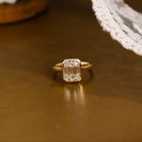 Solid Gold Bezel Emerald Cut Moissanite Engagement Ring