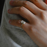 Solid Gold Bezel Emerald Cut Moissanite Engagement Ring