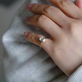 Solid Gold Bezel Emerald Cut Moissanite Engagement Ring