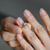 Solid Gold Bezel Emerald Cut Moissanite Engagement Ring