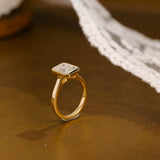 Solid Gold Bezel Emerald Cut Moissanite Engagement Ring