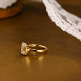 Solid Gold Bezel Emerald Cut Moissanite Engagement Ring