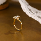 Solid Gold Bezel Emerald Cut Moissanite Engagement Ring