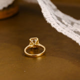 Solid Gold Bezel Emerald Cut Moissanite Engagement Ring
