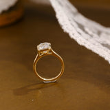 Solid Gold Bezel Emerald Cut Moissanite Engagement Ring