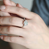 Solid Gold Trillion Accents Stackable Emerald Cut Moissanite Engagement Ring