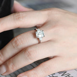 Solid Gold Trillion Accents Stackable Emerald Cut Moissanite Engagement Ring
