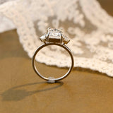Solid Gold Trillion Accents Stackable Emerald Cut Moissanite Engagement Ring