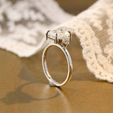 Solid Gold Trillion Accents Stackable Emerald Cut Moissanite Engagement Ring