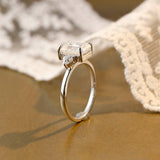 Solid Gold Trillion Accents Stackable Emerald Cut Moissanite Engagement Ring