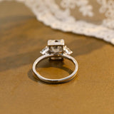 Solid Gold Trillion Accents Stackable Emerald Cut Moissanite Engagement Ring