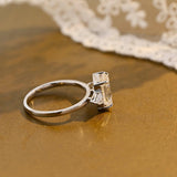 Solid Gold Trillion Accents Stackable Emerald Cut Moissanite Engagement Ring