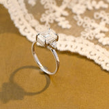 Solid Gold Trillion Accents Stackable Emerald Cut Moissanite Engagement Ring