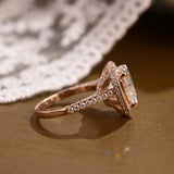 Solid Gold Halo Cathedral Set Heart Cut Moissanite Engagement Ring
