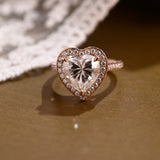 Solid Gold Halo Cathedral Set Heart Cut Moissanite Engagement Ring