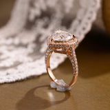 Solid Gold Halo Cathedral Set Heart Cut Moissanite Engagement Ring