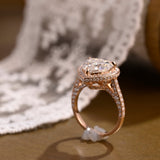 Solid Gold Halo Cathedral Set Heart Cut Moissanite Engagement Ring