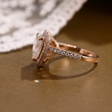 Solid Gold Halo Cathedral Set Heart Cut Moissanite Engagement Ring