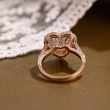 Solid Gold Halo Cathedral Set Heart Cut Moissanite Engagement Ring