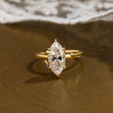 Solid Gold Hidden Halo Marquise Cut Moissanite Engagement Ring