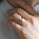 Solid Gold Hidden Halo Marquise Cut Moissanite Engagement Ring