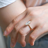 Solid Gold Hidden Halo Marquise Cut Moissanite Engagement Ring