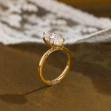 Solid Gold Hidden Halo Marquise Cut Moissanite Engagement Ring
