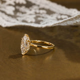 Solid Gold Hidden Halo Marquise Cut Moissanite Engagement Ring