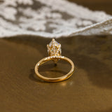 Solid Gold Hidden Halo Marquise Cut Moissanite Engagement Ring