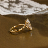 Solid Gold Hidden Halo Marquise Cut Moissanite Engagement Ring