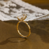 Solid Gold Hidden Halo Marquise Cut Moissanite Engagement Ring