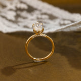 Solid Gold Hidden Halo Marquise Cut Moissanite Engagement Ring