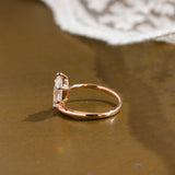 Solid Gold Open Shank Marquise Cut Moissanite Engagement Ring with Ruby Stone