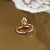 Solid Gold Open Shank Marquise Cut Moissanite Engagement Ring with Ruby Stone