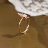 Solid Gold Open Shank Marquise Cut Moissanite Engagement Ring with Ruby Stone