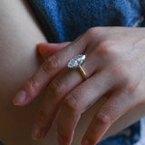 Solid Gold Two Tone Solitaire Tulip Set Marquise Cut Moissanite Engagement Ring